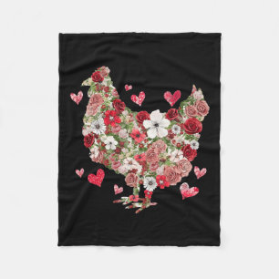 Floral Valentine Chicken - Western Valentine Men W Fleece Blanket