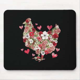 Floral Valentine Chicken - Western Valentine Men W Mouse Pad