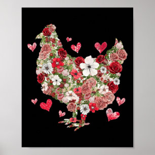 Floral Valentine Chicken - Western Valentine Men W Poster