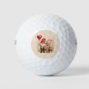 Floral Valentine Gnomes Custom Golf Balls