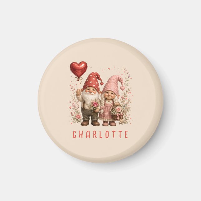 Floral Valentine Gnomes Custom Magnet (Front)