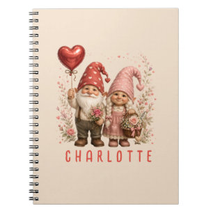 Floral Valentine Gnomes Custom Notebook