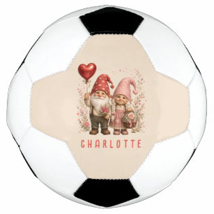 Floral Valentine Gnomes Custom Soccer Ball