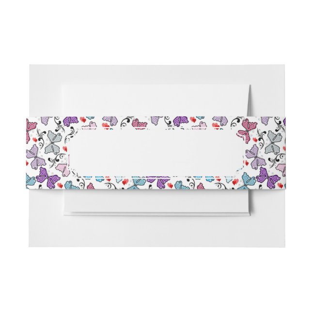 Floral Valentine Pattern Invitation Belly Band (Front Example)