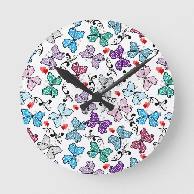 Floral Valentine Pattern Round Clock (Front)