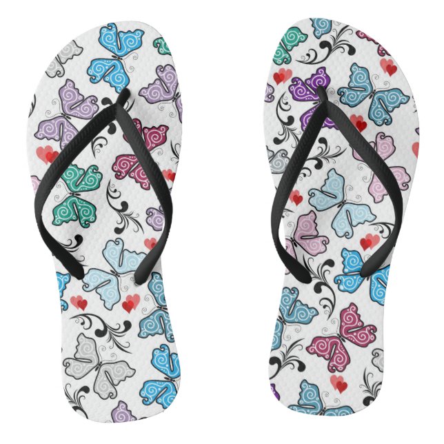 Floral Valentine Pattern Thongs (Footbed)