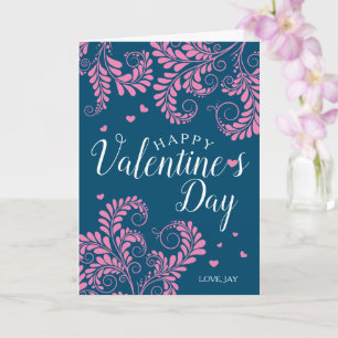 Floral Valentine's Card (Blue & Pink)