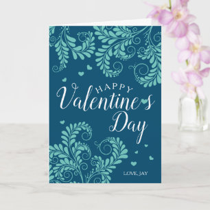 Floral Valentine's Card (Blue & Turquoise)