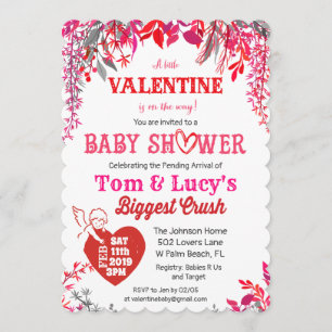 Floral Valentine's Day Baby Shower Invitation