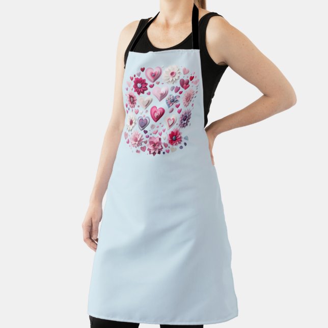 Floral Valentine's Day heart Apron (Insitu)