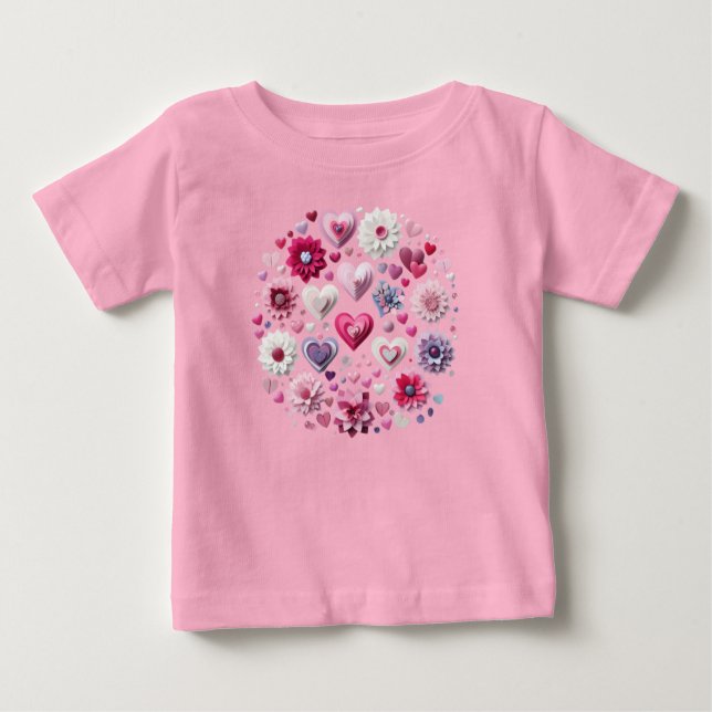 Floral Valentine's Day Heart Baby T-Shirt (Front)