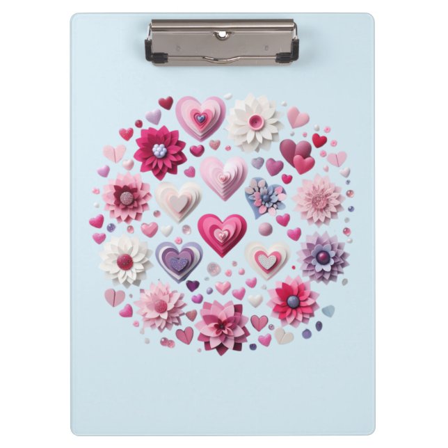 Floral Valentine's Day Heart Clipboard (Front)