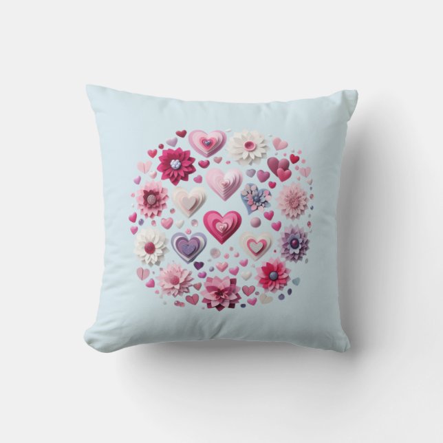 Floral Valentine's Day heart Cushion (Front)