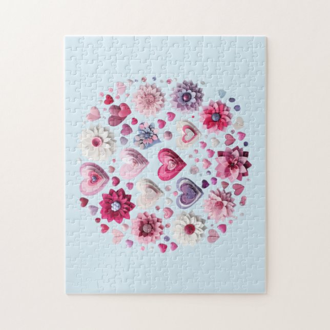 Floral Valentine's Day heart Jigsaw Puzzle (Vertical)
