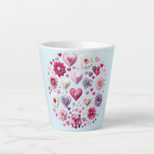 Floral Valentine's Day heart Latte Mug