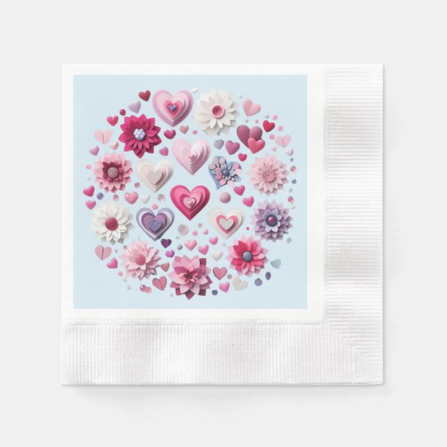 Floral Valentine's Day Heart Napkin (Front)