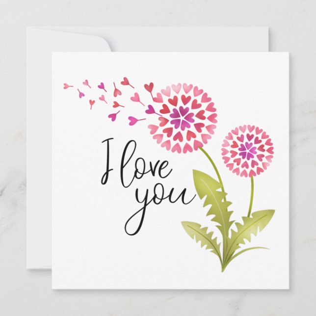 Floral Valentines Day I love You Holiday Card (Front)