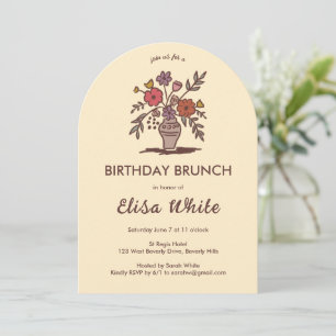 Floral Vase Rustic Whimsical Arch Custom Birthday Invitation