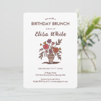 Floral Vase Rustic Whimsical BIRTHDAY PARTY Custom