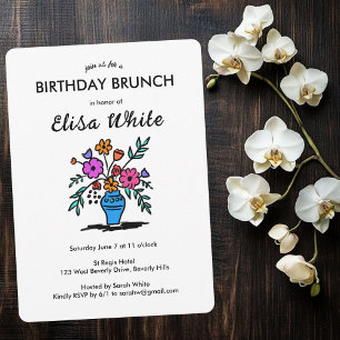 Floral Vase Rustic Whimsical BIRTHDAY PARTY Custom Invitation