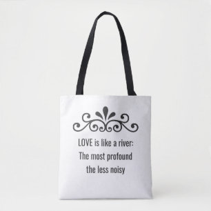 Floral Vector, Love Text on White Tote Bag