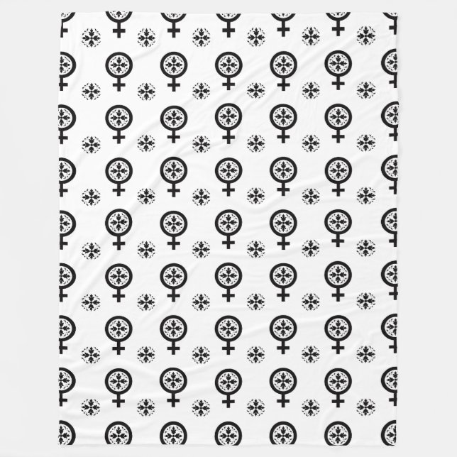 Floral Venus Symbol Pattern Fleece Blanket (Front)