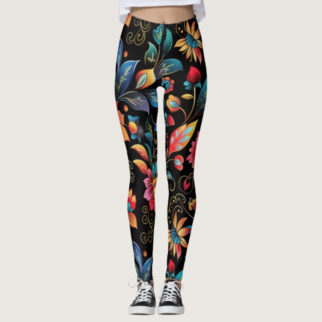 Floral Vibrant Leggings (Front)
