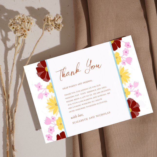 floral vibrant unique elegant wedding thank you card (Creator Uploaded)