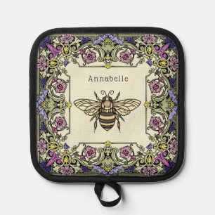 Floral Victorian Bee Personalise Pot Holder