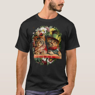 Floral Victorian Cats Funny Sarcastic Cat Vintage T-Shirt