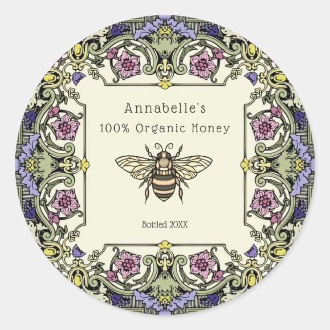 Floral Victorian Honey Label Personalise (Front)