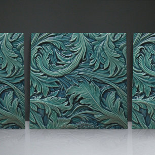 Floral Victorian Morris Green Leaves Patterns Ceramic Tile