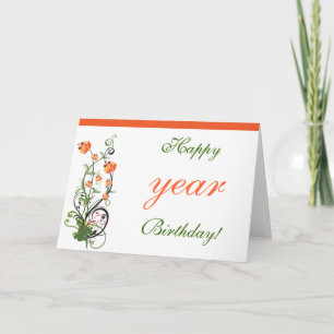 Floral/Vine Birthday by Year Greeting Card