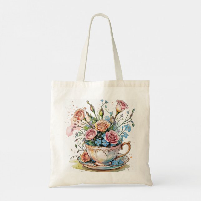  Floral Vine Pattern – Boho  Tote Bag (Back)