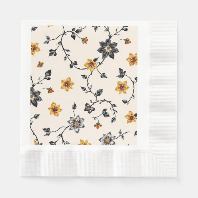 Floral Vine Pattern Coined Paper Napkin (Front)