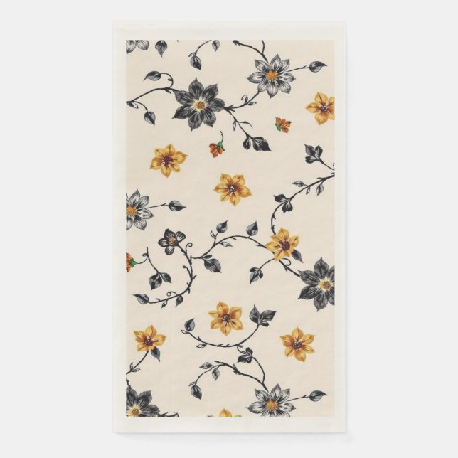 Floral Vine Pattern Paper Guest Towel Napkin (Front)