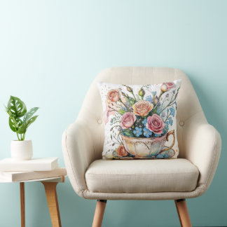 Floral Vine Pattern – Soft Watercolor Boho art Cushion