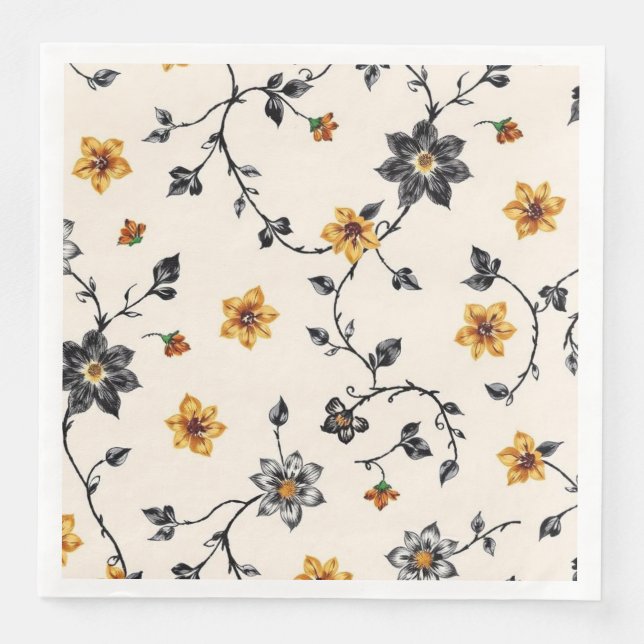 Floral Vine Pattern Standard Dinner Paper Napkin (Front)
