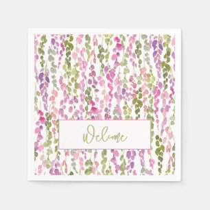 Floral Vine Watercolor Art WELCOME Beautiful South Napkin