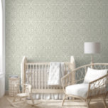 Floral Vines Arabesque Sage Ivory William Morris  Wallpaper<br><div class="desc">WARM DUSTY SAGE WITH LIGHT IVORY COLOR WAY. This vintage design is a distressed Arabesque flower and vining leaf foliage repeat pattern in the style of William Morris. An elegant, meadow, sage green background with textured ivory pattern for a wallpaper style that is a beautiful, calming and timeless home decor...</div>