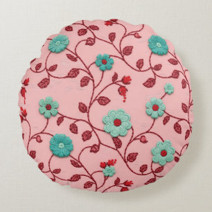 Floral Vines Pattern Round Cushion