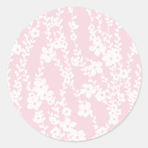 Floral Vines (Pink) Classic Round Sticker