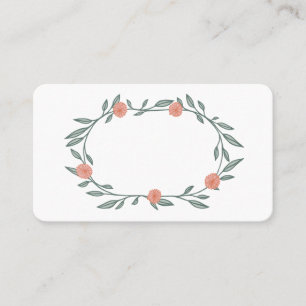 Floral Vines Wreath Chic Elegant Pink Green  Place Card