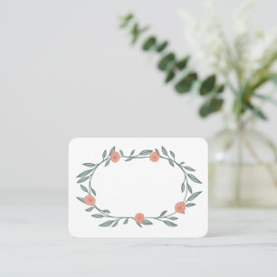 Floral Vines Wreath Chic Elegant Pink Green  Place Card