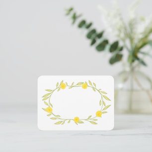 Floral Vines Wreath Chic Elegant Yellow Green  Place Card
