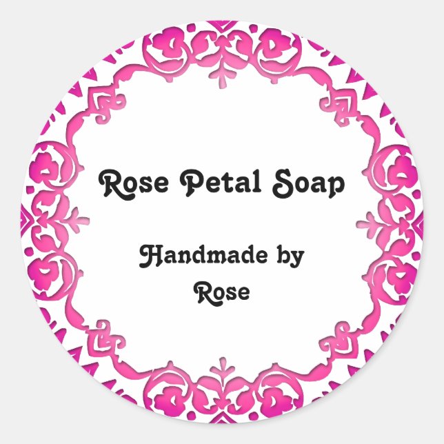 Floral Vintage Art Handmade Soap Labels Pink (Front)