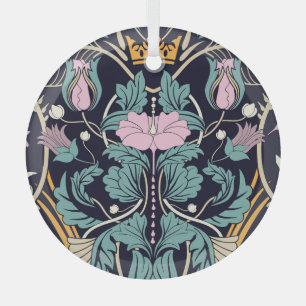 Floral vintage, art nouveau, seamless wallpaper. glass tree decoration