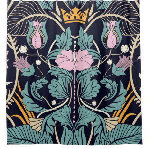 Floral vintage, art nouveau, seamless wallpaper. shower curtain