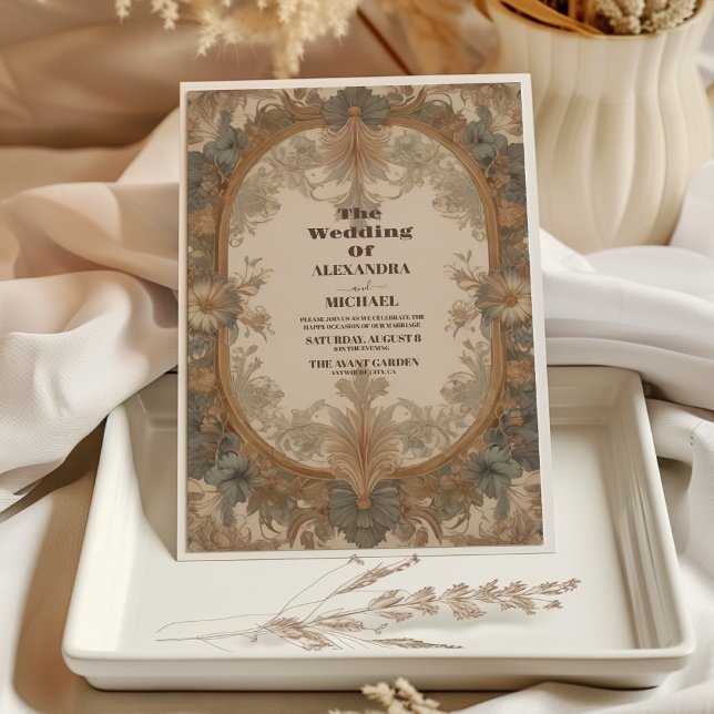 Floral Vintage Art Nouveau Wedding Invitation (Creator Uploaded)