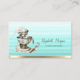 Floral Vintage Bakery Mixer Ombre  Business Card